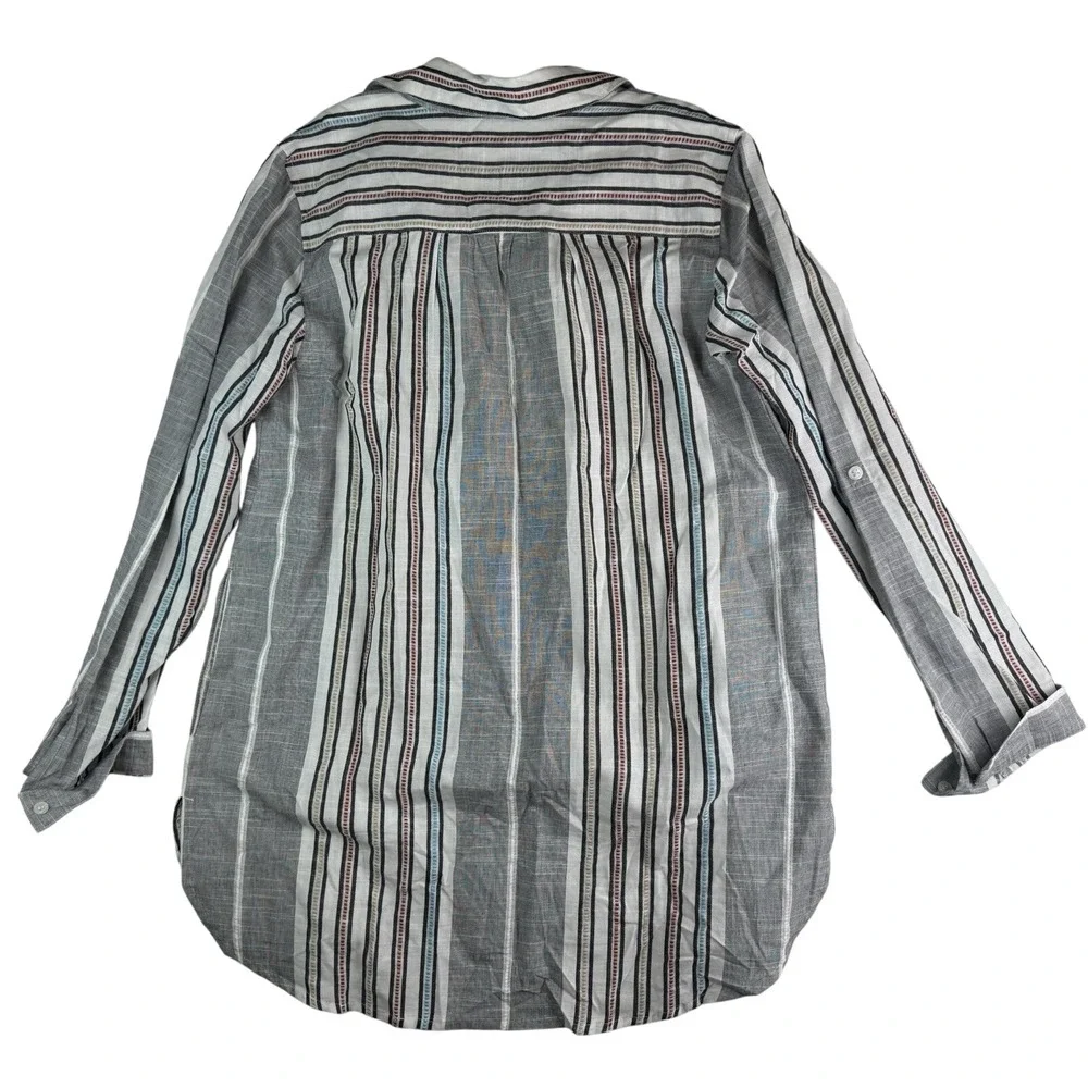 SOFT SURROUNDINGS Tunic Top Pullover Embroidered Pockets Roll Tab Sleeves Sz Med - Picture 3 of 8